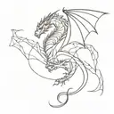 abstraction and dragons between the lines tattoo design idea