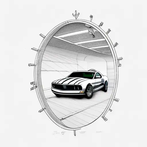 2008 ford mustang the car driving thru a tunnel tattoo design idea