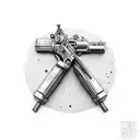A revolver pistol morphing into a welding torch tattoo design idea