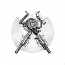 A revolver pistol morphing into a welding torch tattoo design idea