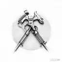 A revolver pistol morphing into a welding torch tattoo design idea