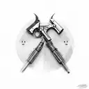 A revolver pistol morphing into a welding torch tattoo design idea