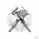 A revolver pistol morphing into a welding torch tattoo design idea