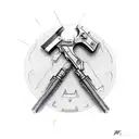 A revolver pistol morphing into a welding torch tattoo design idea