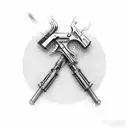 A revolver pistol morphing into a welding torch tattoo design idea