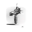 A revolver pistol morphing into a welding torch tattoo design idea
