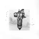 A revolver pistol morphing into a welding torch tattoo design idea