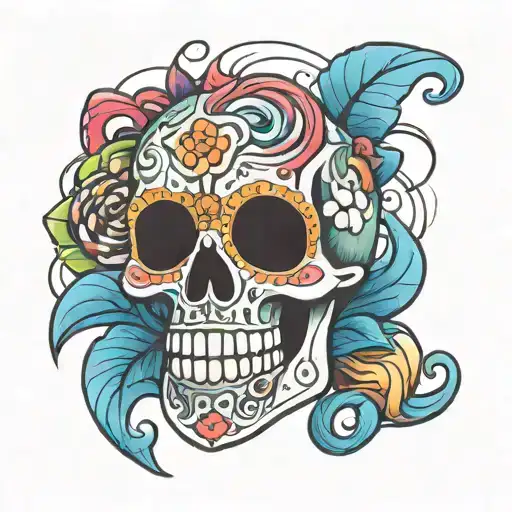 CANDY SKULL tattoo design idea