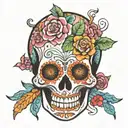 CANDY SKULL tattoo design idea