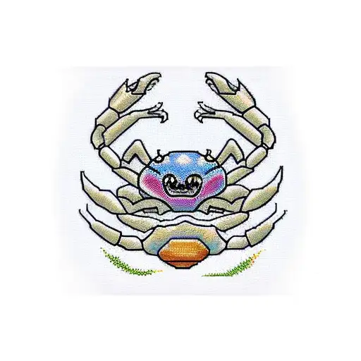 crab cross-stitch tattoo design idea