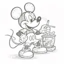 mickey mouse holding a cigarette with wifi and bluetooth signs on him without cap small weed tattoo design idea