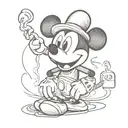 mickey mouse holding a cigarette with wifi bluetooth signs tattoo design idea