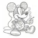  mickey mouse holding a cigarette with wifi bluetooth signs tattoo design idea