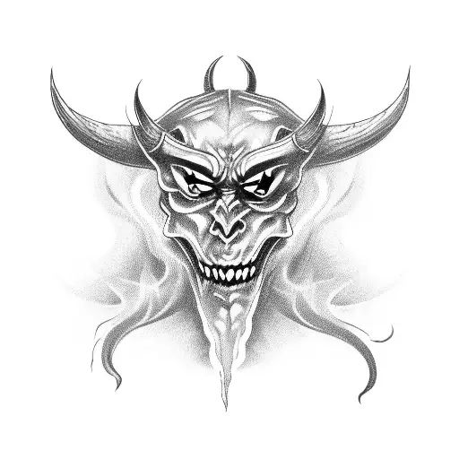 demon with smoke tattoo design idea
