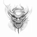 demon with smoke tattoo design idea