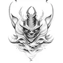 demon with smoke tattoo design idea