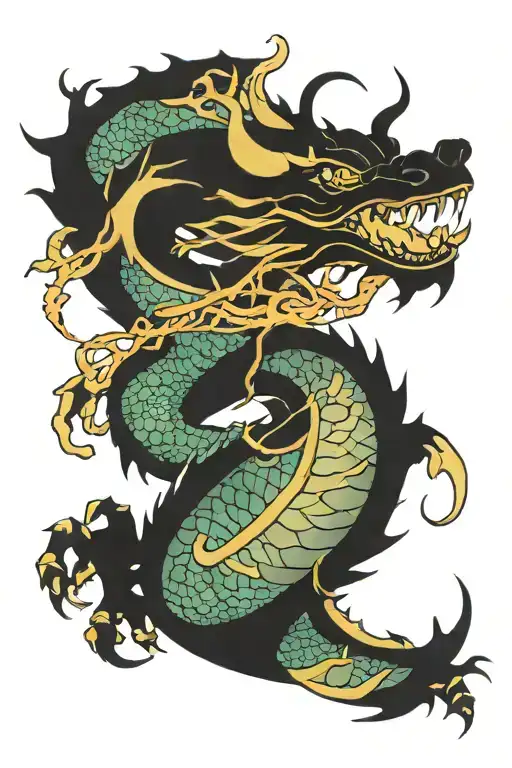 kintsugi dragon tattoo design idea