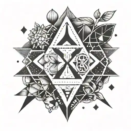 A minimalist tattoo featuring the symbols of the Pisces, Libra, Taurus, and Cancer zodiac signs in a geometric pattern tattoo design idea