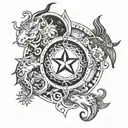 A celestial design incorporating all four zodiac signs (Pisces, Libra, Taurus, Cancer) intertwined with each other tattoo design idea