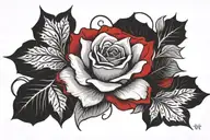 rose colored in red with brittany in black/gray in cursive  tattoo design idea