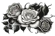 rose colored in red with brittany in black/gray in cursive  tattoo design idea