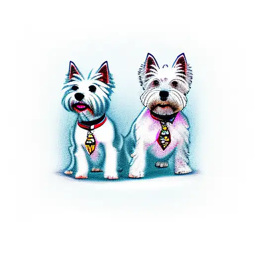 west highland white terrier and miniature schnauzer  tattoo design idea