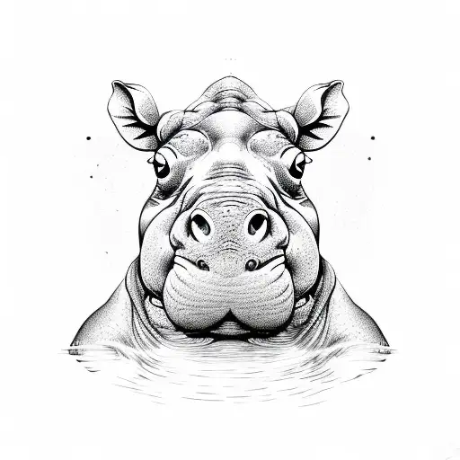 hippopotamus tattoo design idea