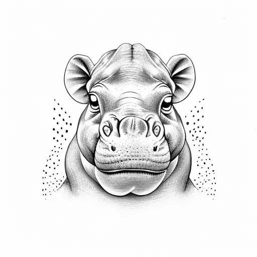 half hippopotamus realistic and drawn tattoo design idea