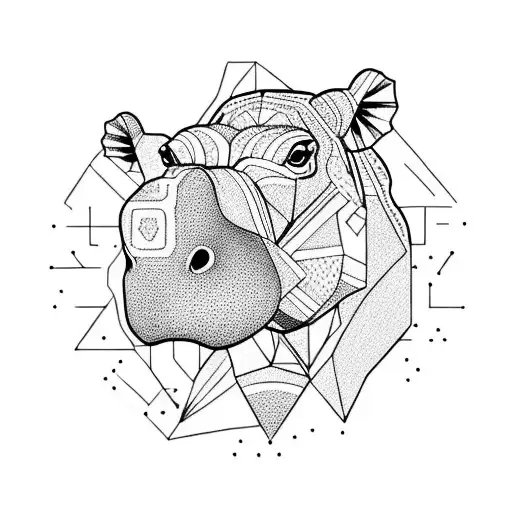 hippopotamus tattoo design idea