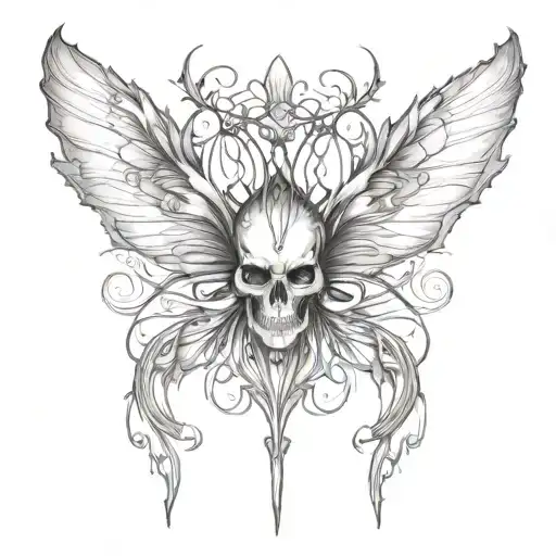 gothic-style sketch tattoo that symbolizes the separation of humans and fae. tattoo design idea