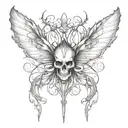 gothic-style sketch tattoo that symbolizes the separation of humans and fae. tattoo design idea