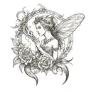 gothic-style sketch tattoo that symbolizes the separation of humans and fae. tattoo design idea