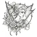 gothic-style sketch tattoo that symbolizes the separation of humans and fae. tattoo design idea