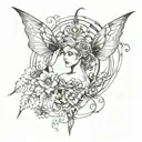 gothic-style sketch tattoo that symbolizes the separation of humans and fae. tattoo design idea