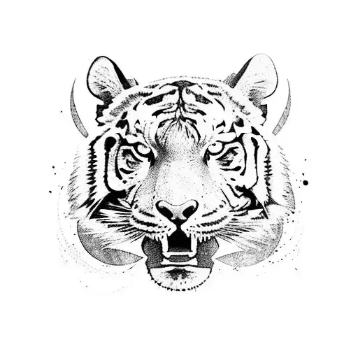 Dumbbell with tiger stripes tattoo design idea
