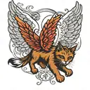 dead cat angel wing tattoo design idea