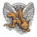 dead cat angel wing tattoo design idea