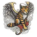 dead cat angel wing tattoo design idea