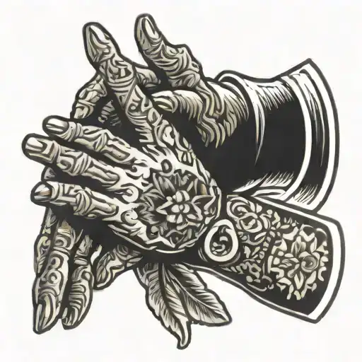 Beg, borow, steal praying hands  tattoo design idea