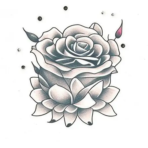 ramo de flores, con una margarita, una cala, una rosa, un girasol, una dalia y una amapola tattoo design idea