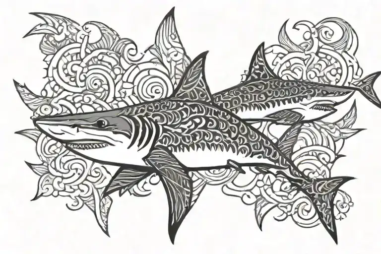 Polynesia sharks tattoo design idea
