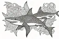 Polynesia sharks tattoo design idea