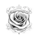 dagger with scroll saying "acta non verba" with roses around the dagger tattoo design idea