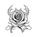 dagger with scroll saying "acta non verba" with roses around the dagger tattoo design idea