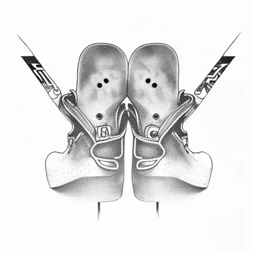 a tattoo of two Valo skates side by side, one with skin one without skin, like a embleme for my shoulders tattoo design idea