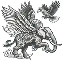 elephant and eagle soaring tattoo design idea