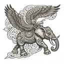 elephant and eagle soaring tattoo design idea
