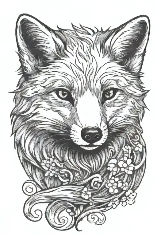 arctic fox head tattoo design idea