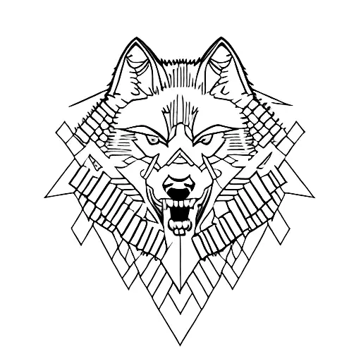 A wolf howling at a rising sun made of dollar bills, symbolizing the occupation of a sales representative as a catalyst for financial progress tattoo design idea