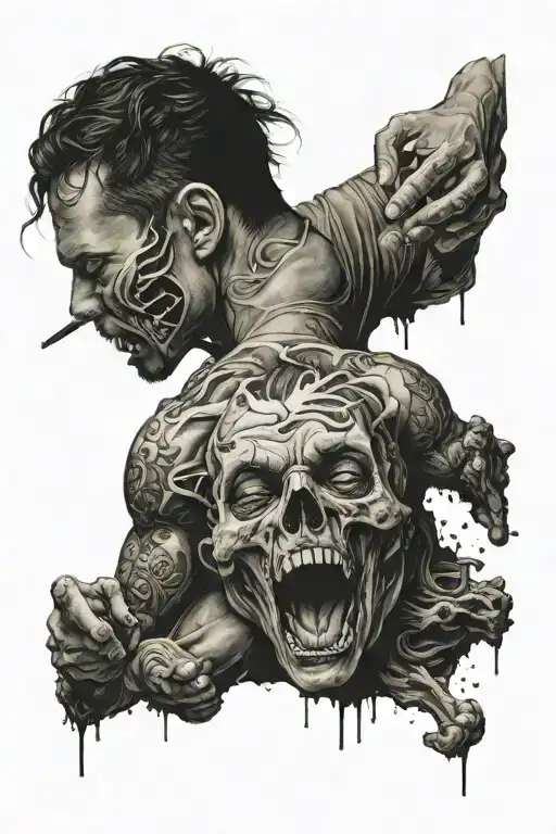 person killing themselves them reviving and becoming someone much stronger   tattoo design idea